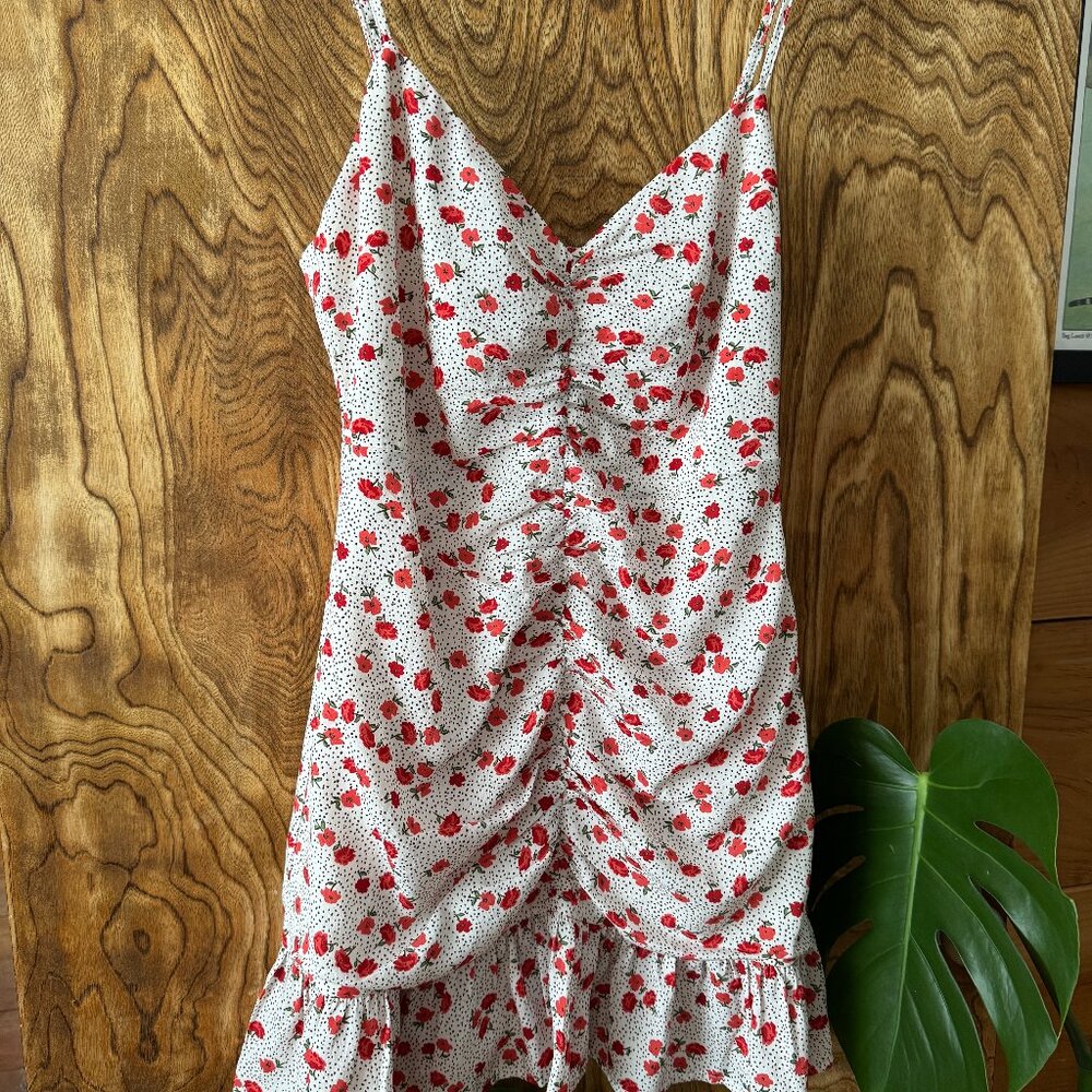 Like New Urban Outfitters Ditsy Floral Ruched Dress Size M